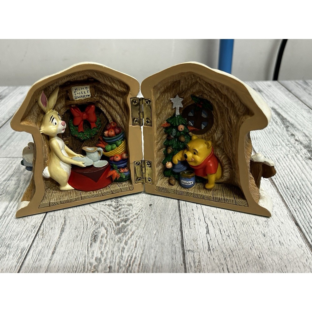 Vintage Disney Rabbit's House 1995 Christmas at Our House Pooh Hinged Figurine